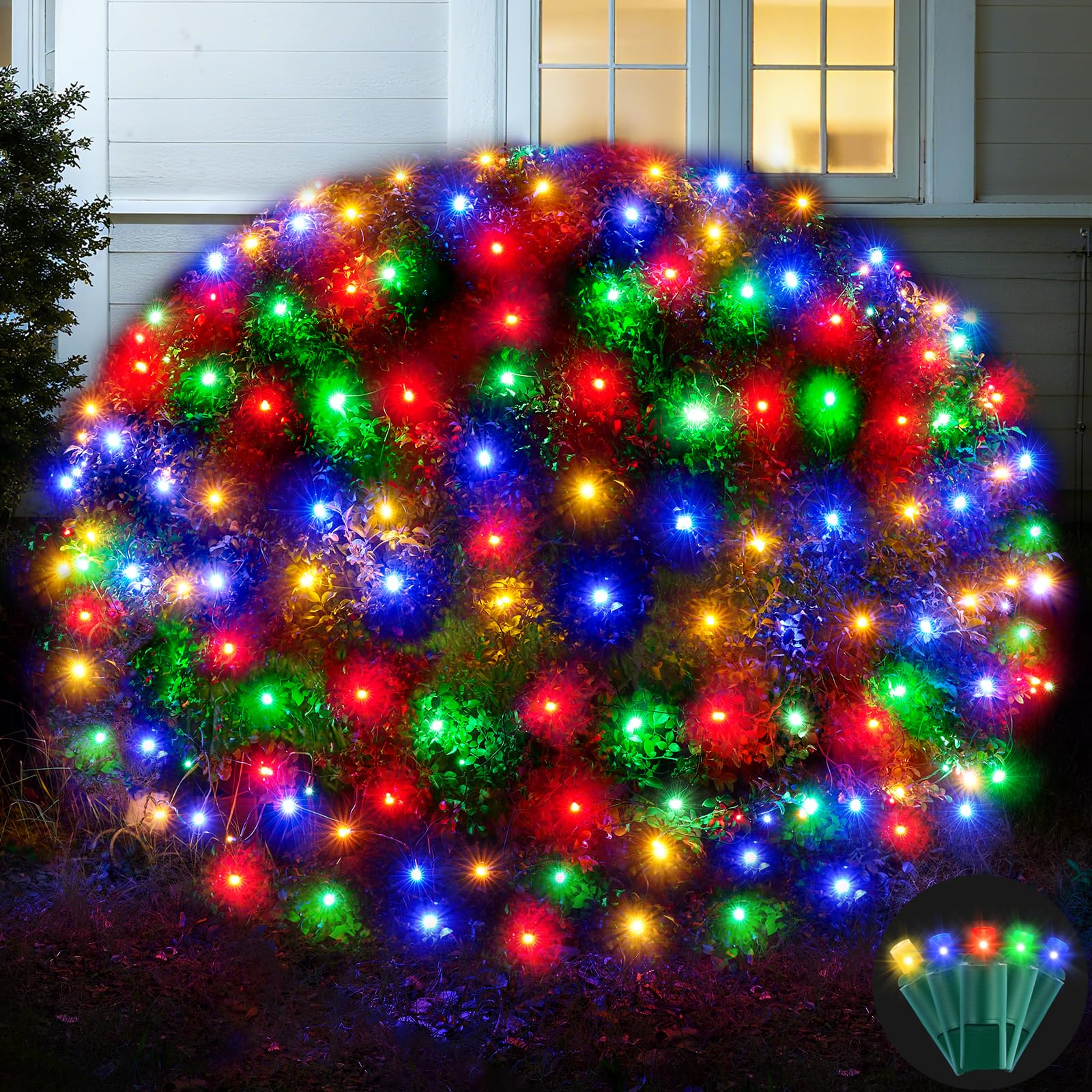 Led Net Lights Christmas Lights Outdoor 200Leds 9ftx6ft Upgraded WarmWhite Christmas Net Lighting, Waterproof UL Listed Outdoor Indoor Large Mesh Net Light for Xmas Trees, Bushes, Shrubs Decorations